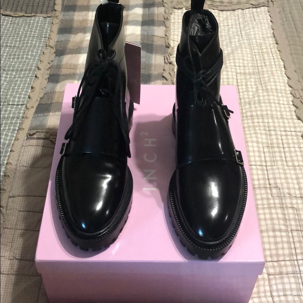INCH 2 Lace up Monk Boot size 41 Black Leather
